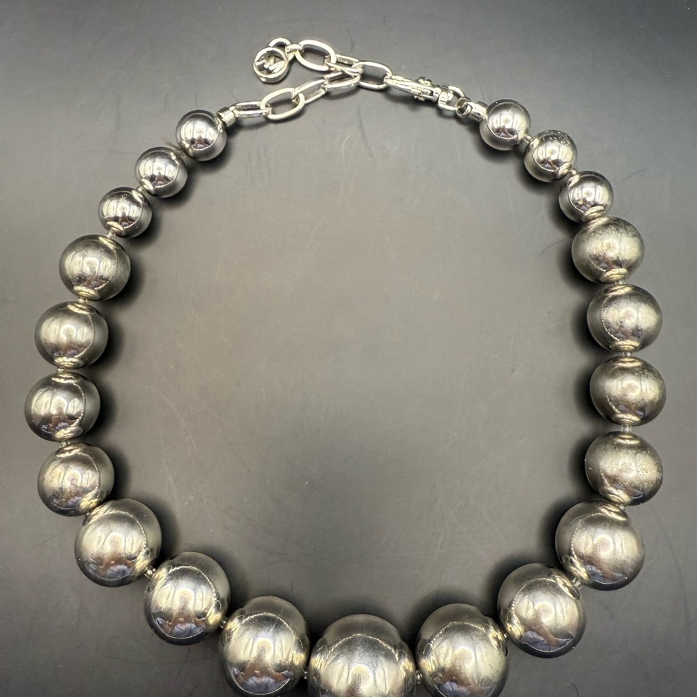 Elegant Silver-tone Beaded Michael Kors Necklace